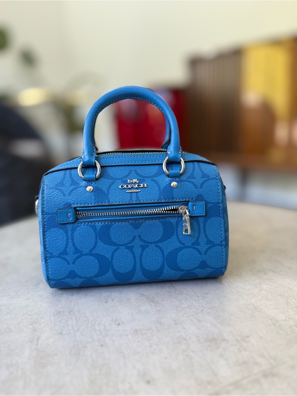 Coach Blue Signature Mini  Rowan Satchel